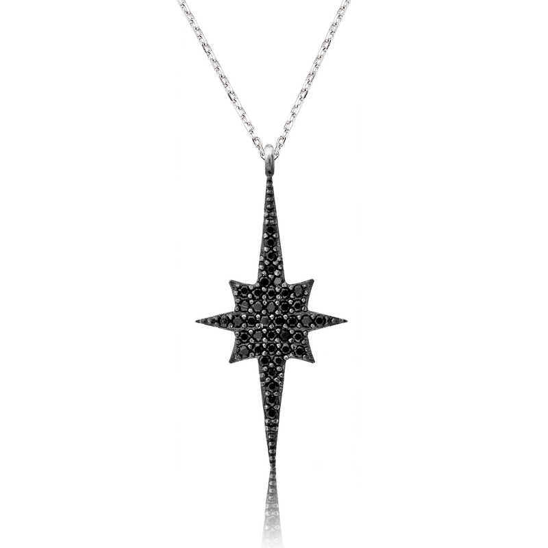 Silver Black Polar Star Women’s Necklace