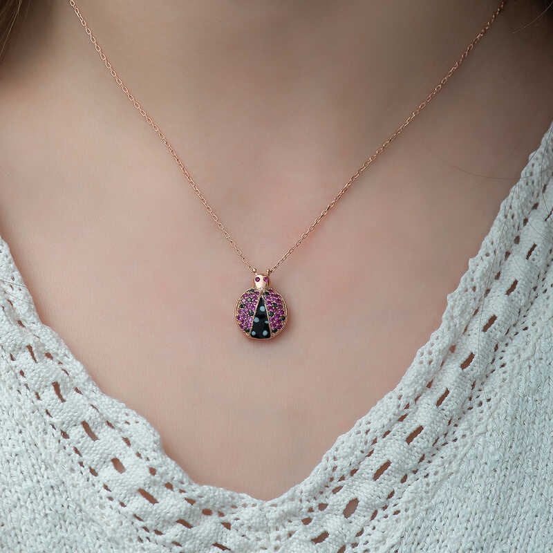 Silver Ladybug Necklace for Women