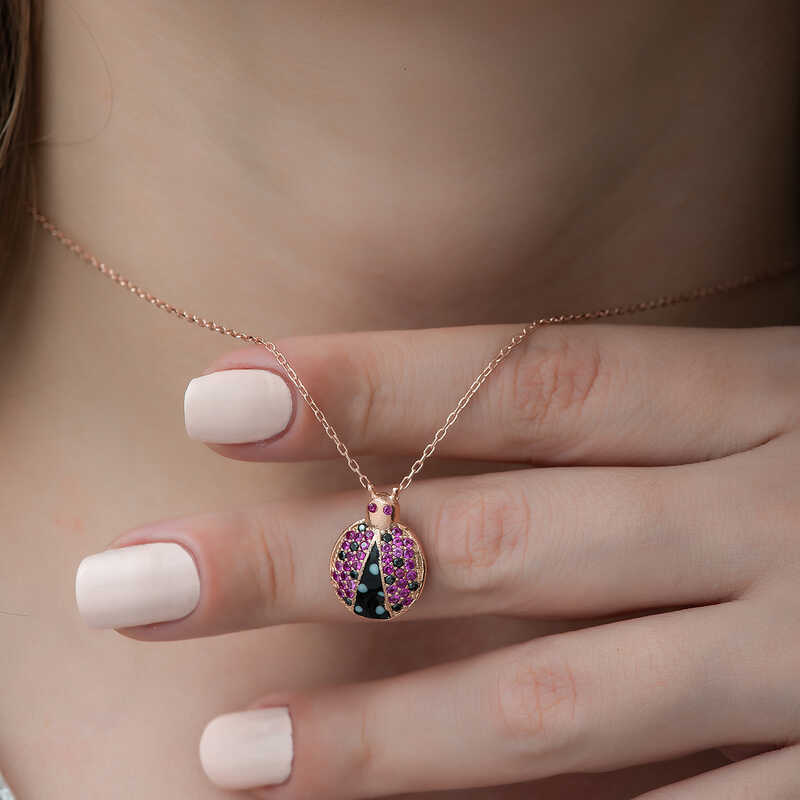Silver Ladybug Necklace for Women