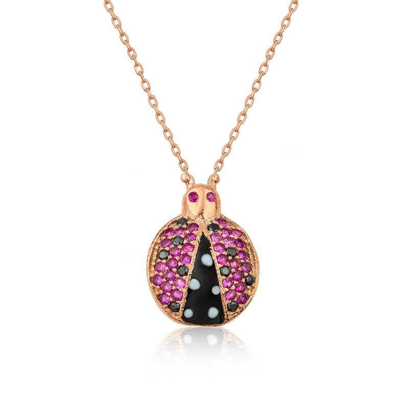Silver Ladybug Necklace for Women