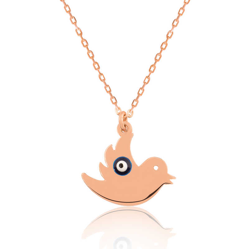 Silver Evil Eye Bird Necklace for Women