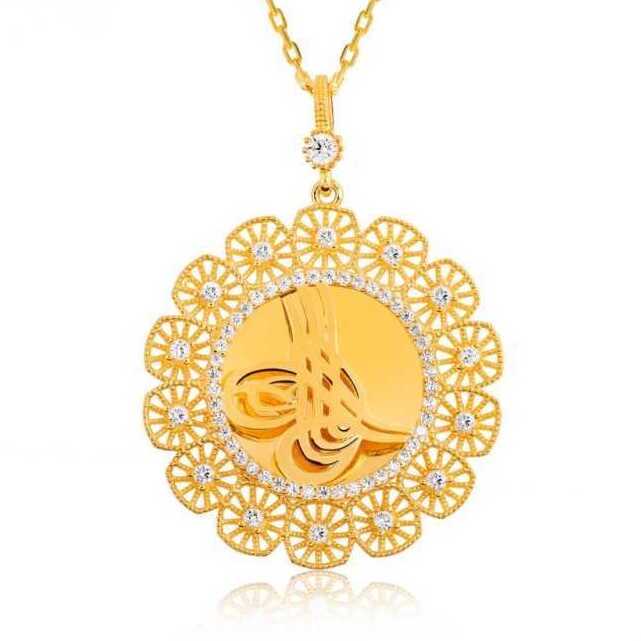 Gold Plated Women’s Necklace with Silver Tughra