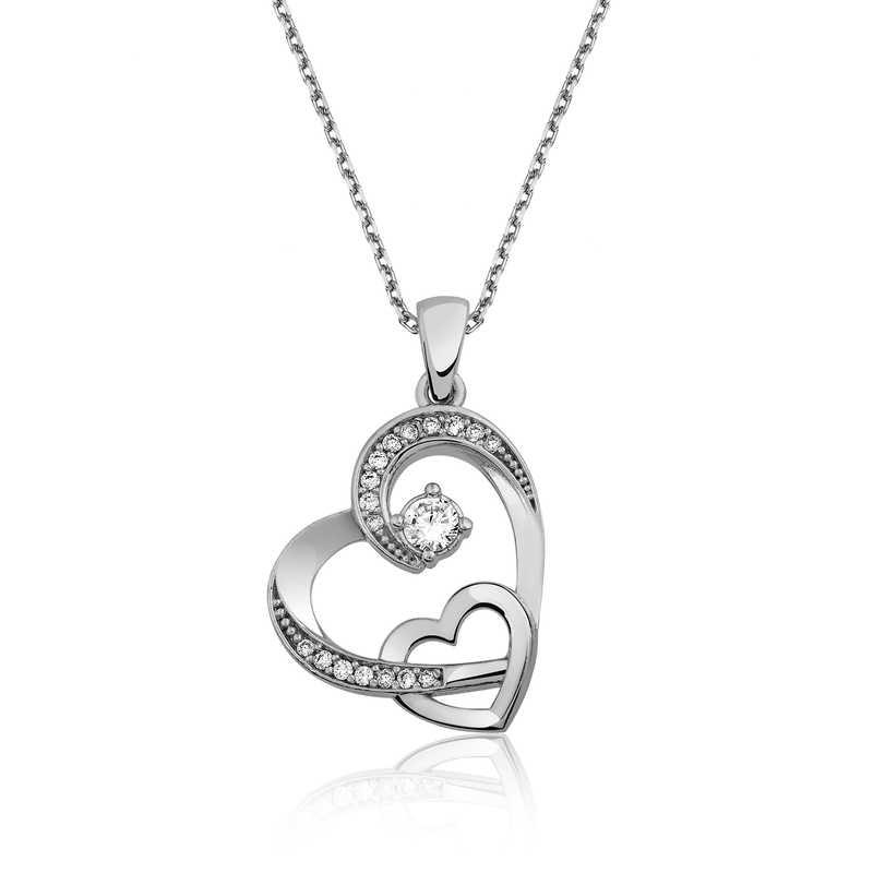 Silver Two Heart Women’s Necklace