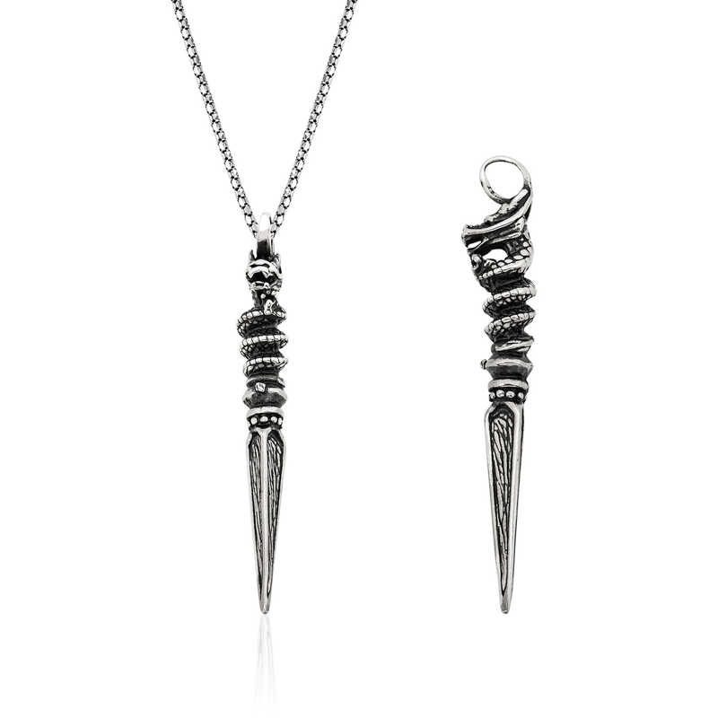 Silver Skull Wedge Men’s Necklace