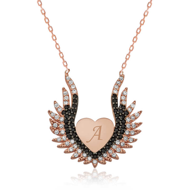 Silver Heart Angel Wing Women’s Necklace