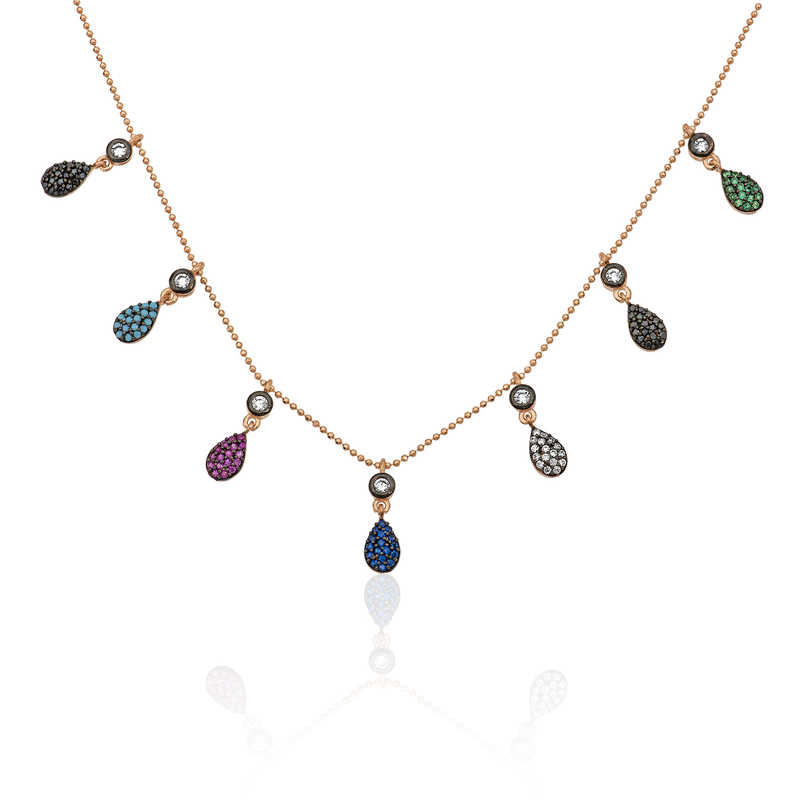 Silver Rose Colored Women’s Luck Necklace