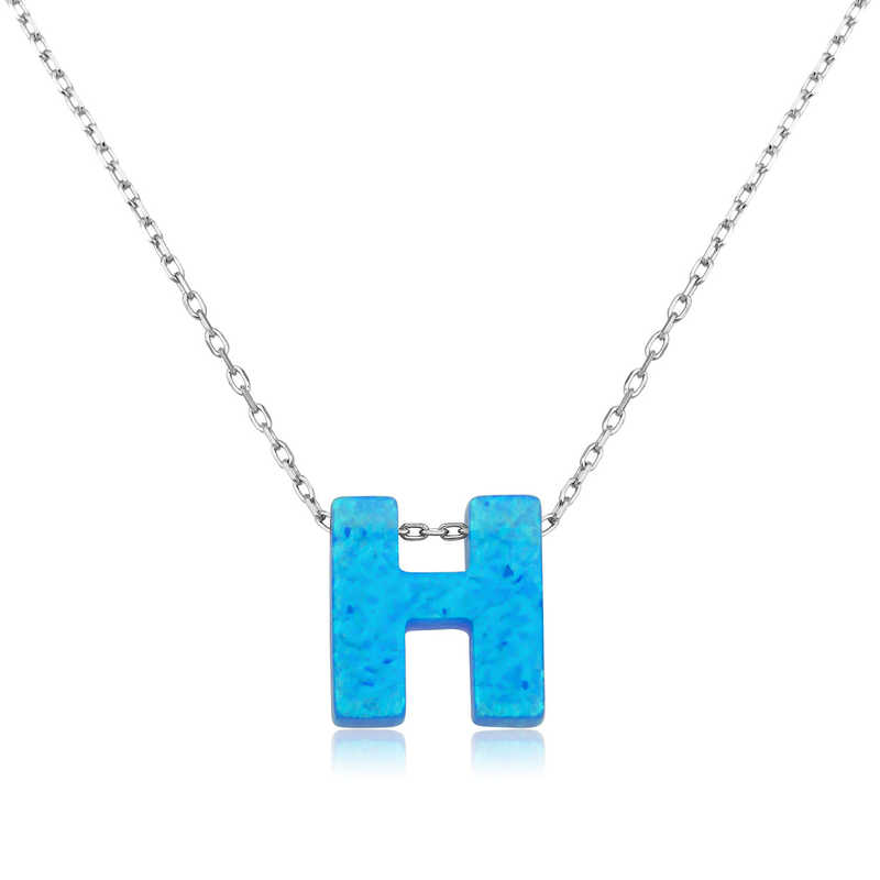 Silver Opal Letter Women’s Necklace