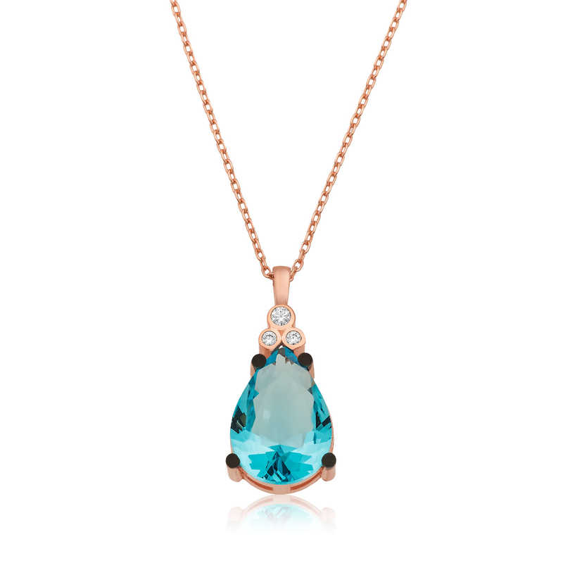 Silver Blue Topaz Drop Women’s Necklace