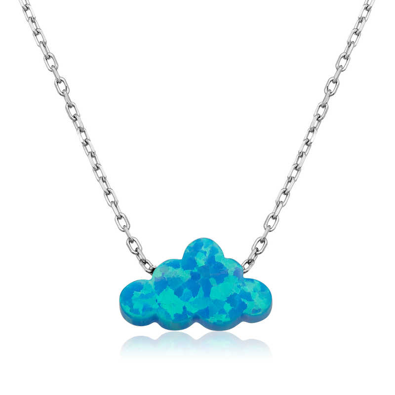 Silver Blue Opal Stone Cloud Women’s Necklace