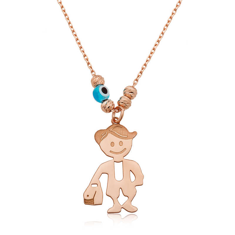 Silver Rose Boy Necklace