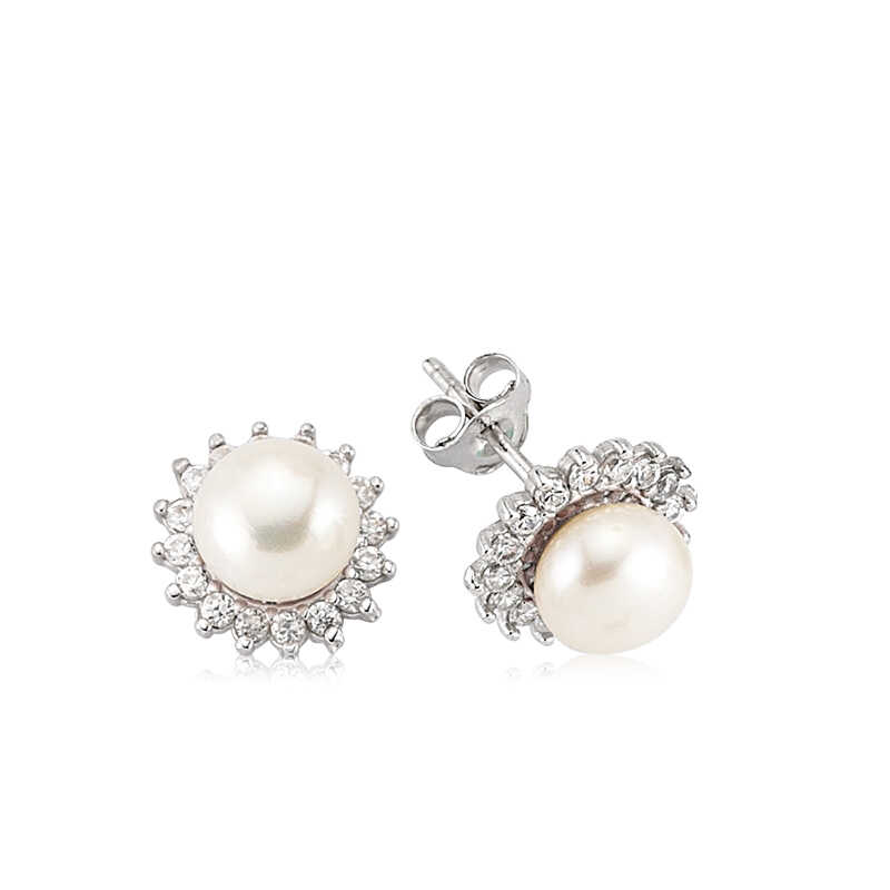 Silver Pearl Flower Women’s Earrings