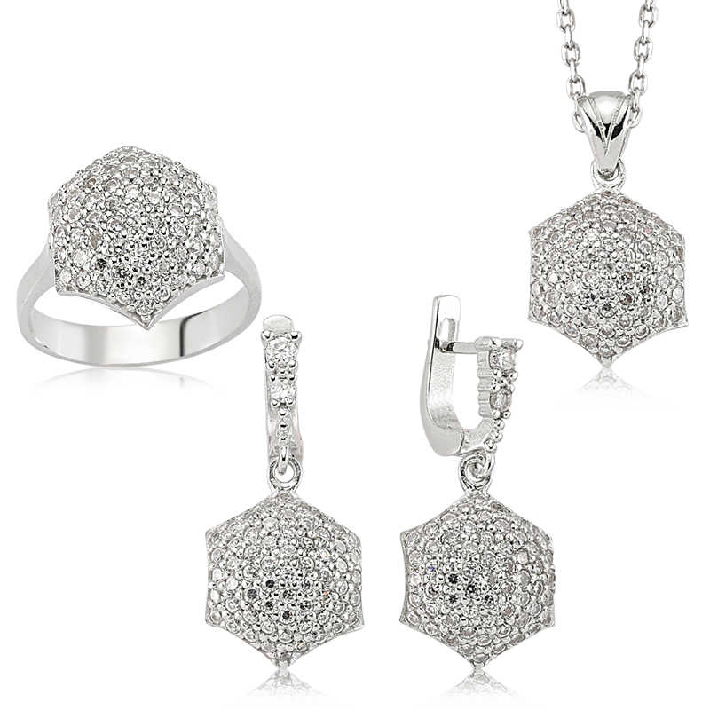 Silver Zircon Stone Women’s Set