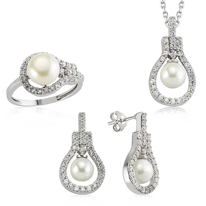 Silver Pearl Drop Women’s Set