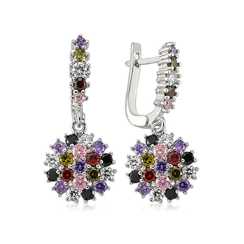 Silver Colored Stone Earrings