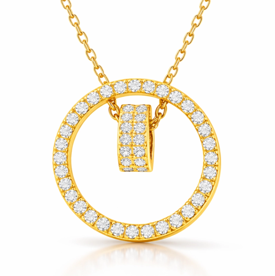 Silver Gold Interlocking Ring Women’s Necklace