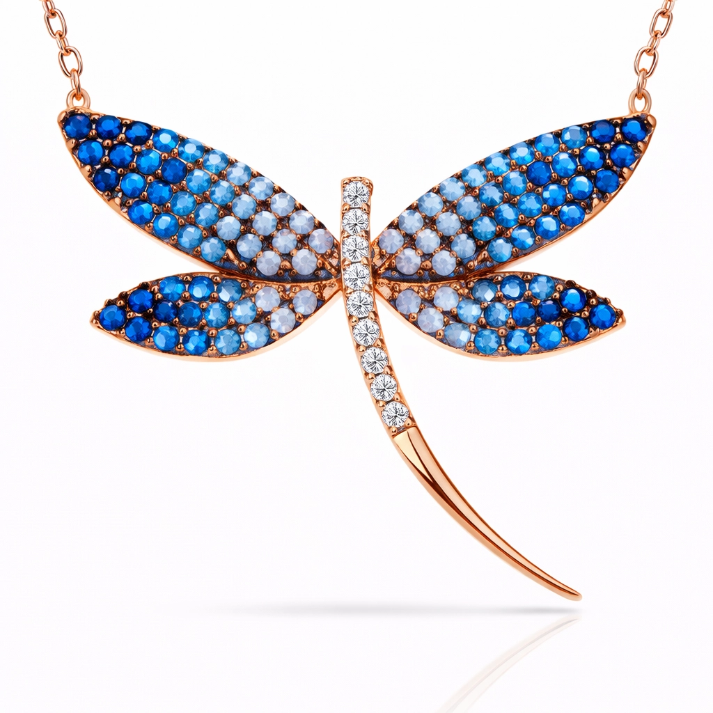Silver Rose Dragonfly Women’s Necklace