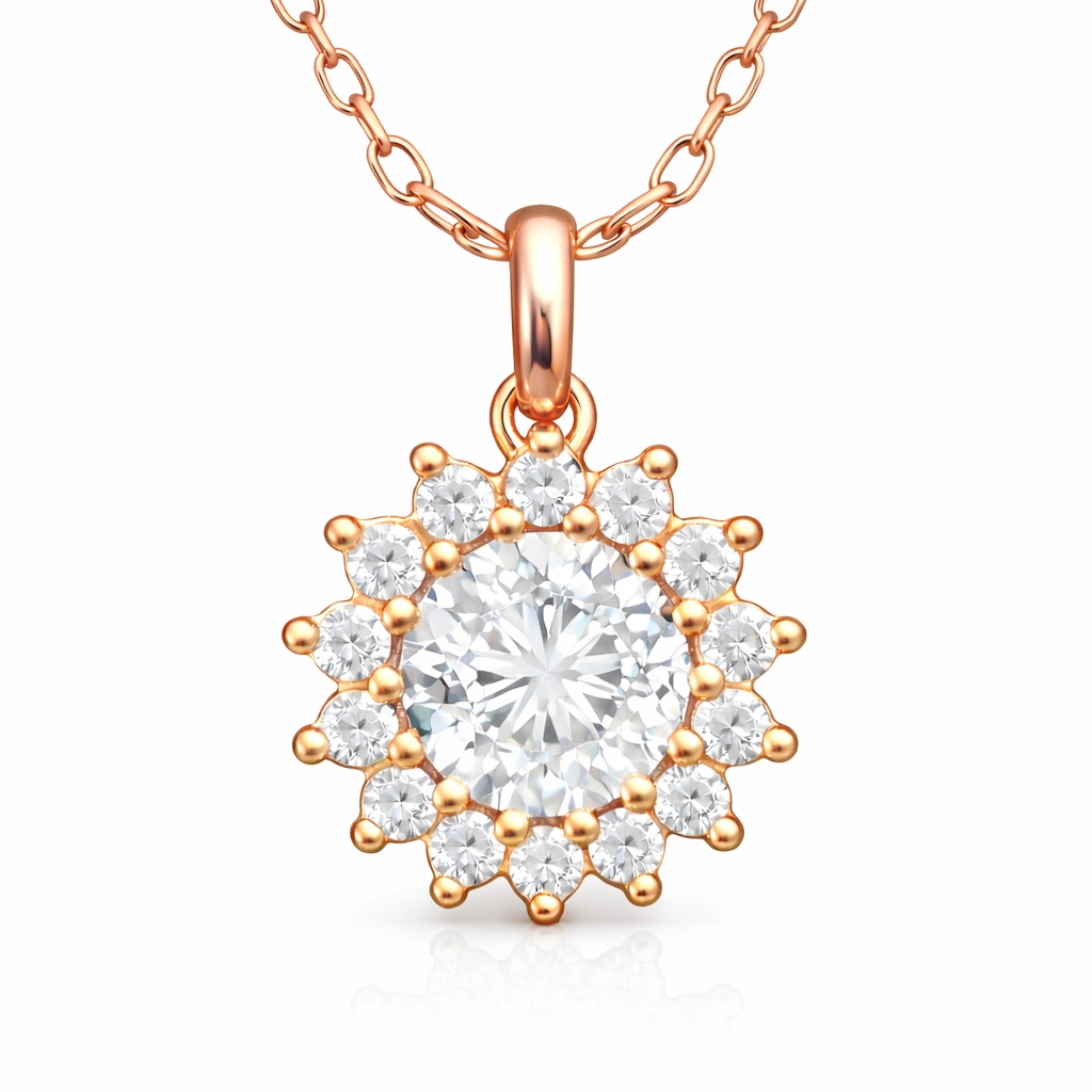 Silver Rose Minimal Round Anturaj Women's Necklace