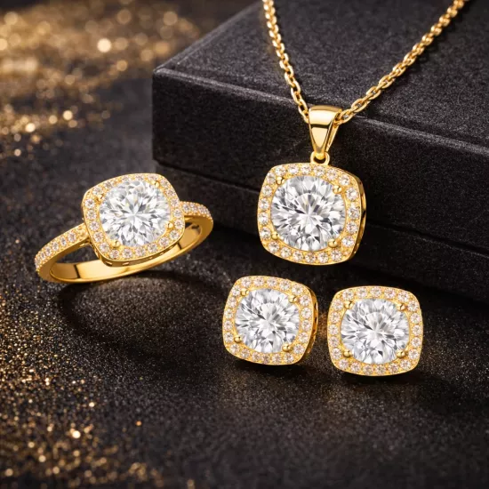 Gold Plated 925 Sterling Silver Cushion Set