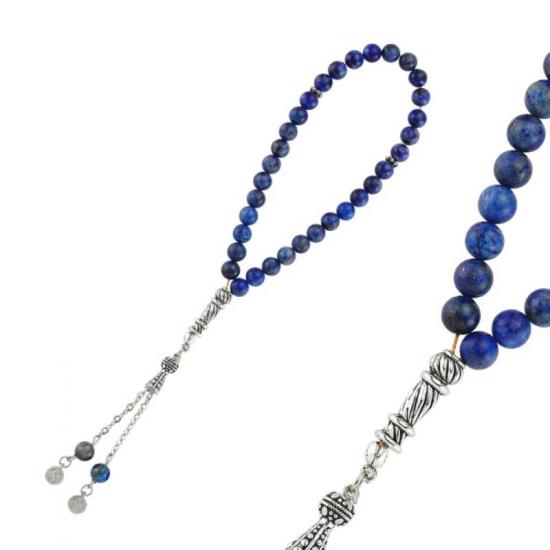 Natural Stone Metal Tassel Lapis Stone Prayer Beads