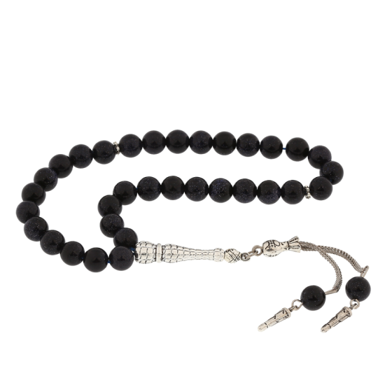 Natural Stone Metal Tassel Dark Blue Star Stone Prayer Beads
