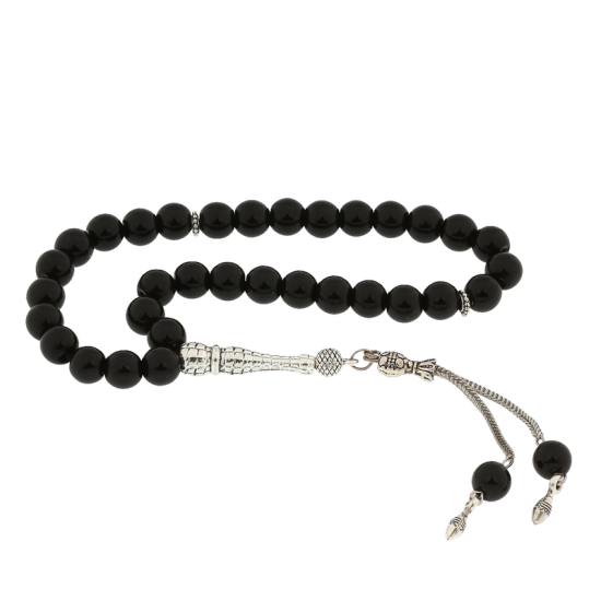 Natural Stone Metal Tassel Onyx Stone Prayer Beads