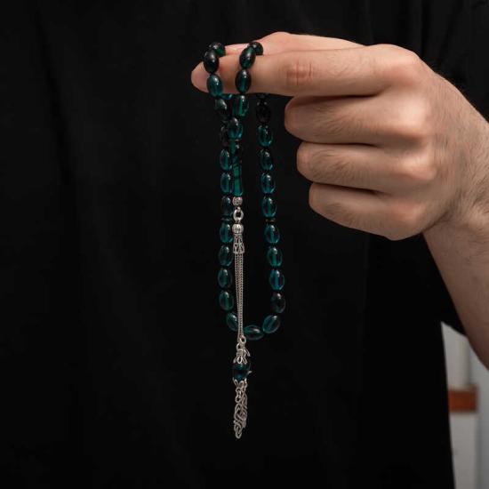 Amber Prayer Beads with Silver Tassel