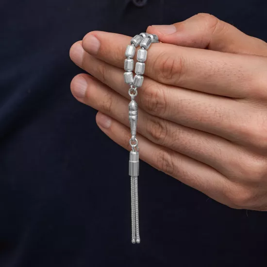 Sterling Silver 925 Capsule Cut Tasbih