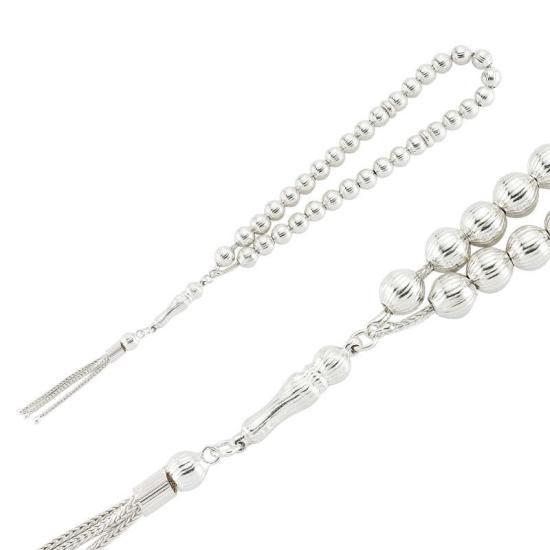 Silver Patterned Round Prayer Beads