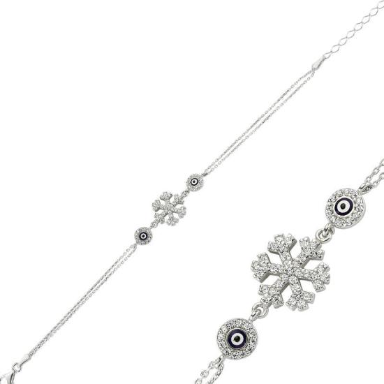 Silver Evil Eye Snowflake Women’s Bracelet