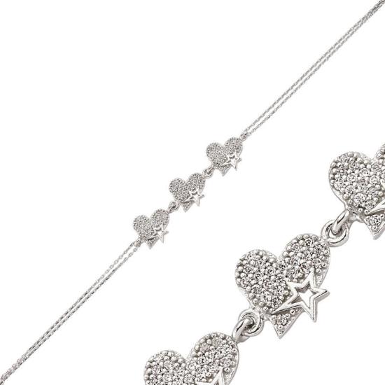 Silver Three Heart Women’s Bracelet