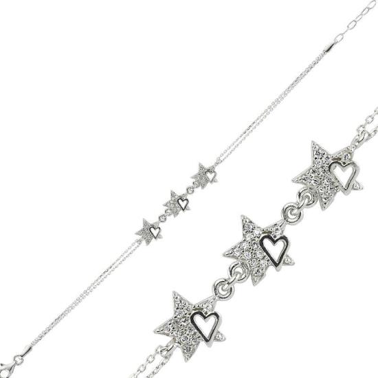 Silver Heart Star Women’s Bracelet