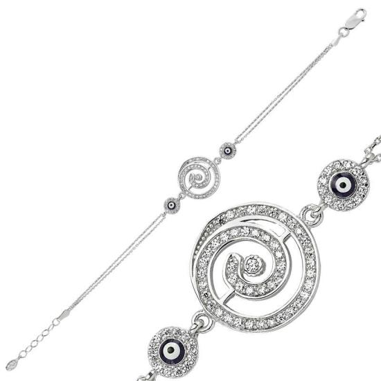 Silver Round Evil Eye Women’s Bracelet