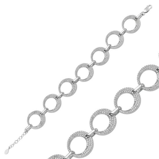 Silver Stone Hoop Bracelet for Women