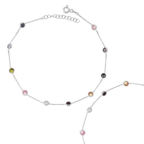 Silver Color Stone Women’s Anklet