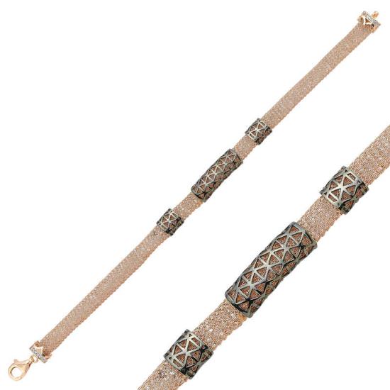 Silver Rose Stone Mesh Women’s Bracelet