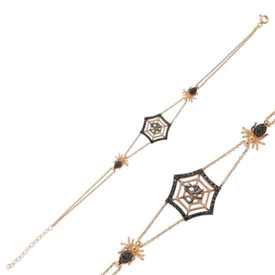 Silver Rose Spider Web Women’s Bracelet