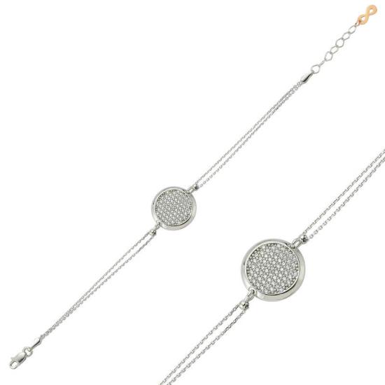 Silver White Stone Round Women’s Bracelet