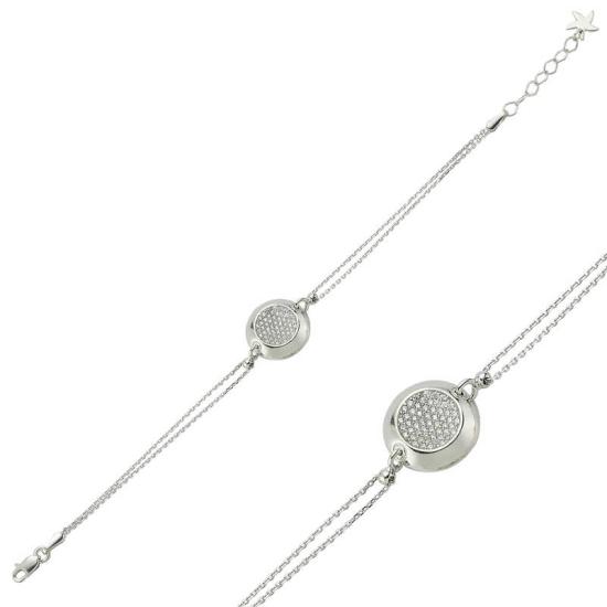 Silver White Stone Round Women’s Bracelet
