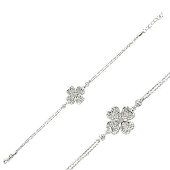 Silver Heart Clover Women’s Bracelet