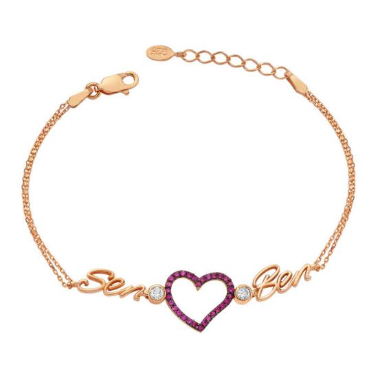 Silver Rose Heart You Me Women’s Bracelet
