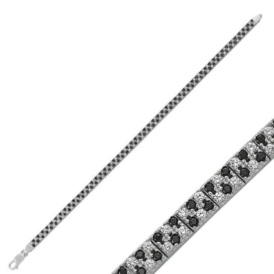 Silver Black and White Stone Waterway Women’s Bracelet