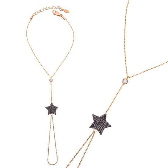 Silver Rose Star Shahmaran Bracelet