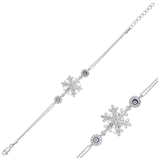 Silver Evil Eye Snowflake Women’s Bracelet