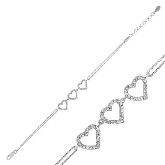 Silver Three Heart Women’s Bracelet