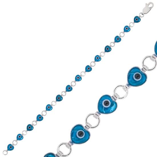 Silver Heart Evil Eye Women’s Bracelet