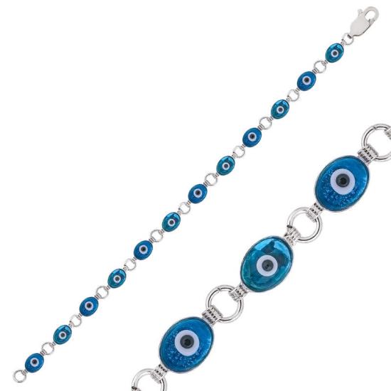 Silver Oval Evil Eye Women’s Bracelet