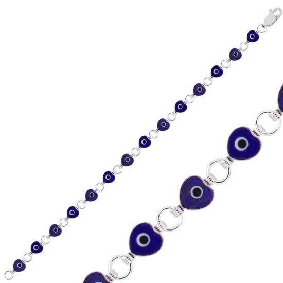 Silver Heart Evil Eye Women’s Bracelet