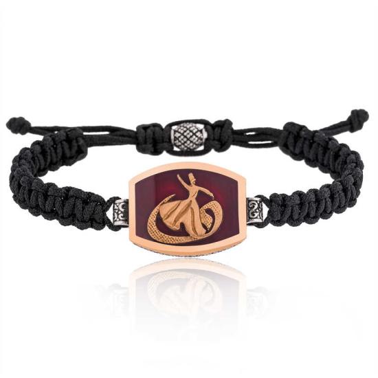 Silver Whirling Dervish Vav Patterned Macrame Men’s Bracelet