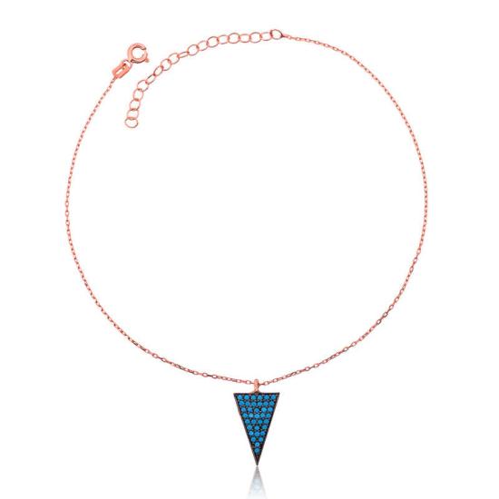 Silver Rose Blue Triangle Anklet