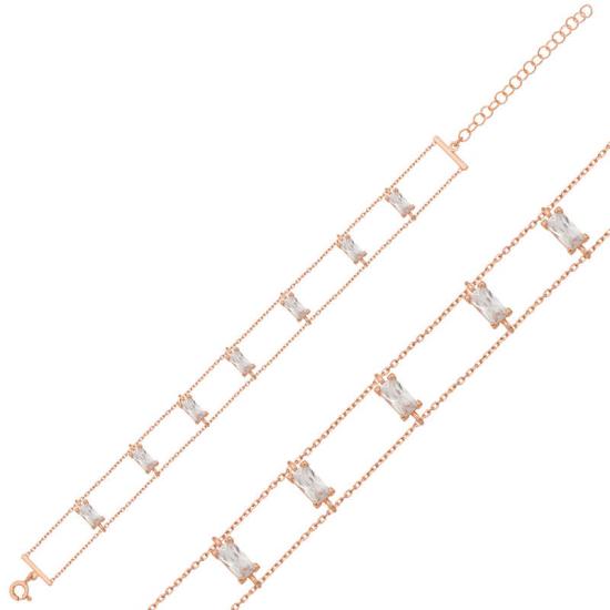 Silver Rose Baguette Stone Women’s Bracelet